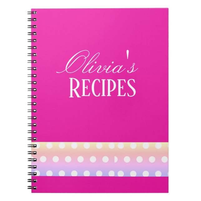 Caderno Espiral Bright Pink and Pola Dots Recipe (Frente)
