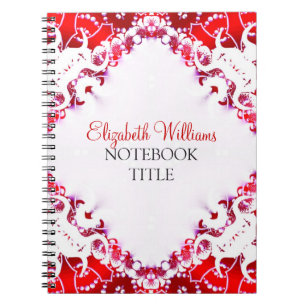 Caderno Espiral Bright Red + White Diamond Batik Notebook
