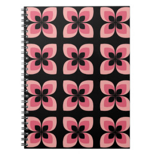 Caderno Espiral Bright Two Toned Pink Flower Pattern
