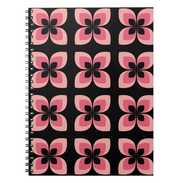 Caderno Espiral Bright Two Toned Pink Flower Pattern (Frente)