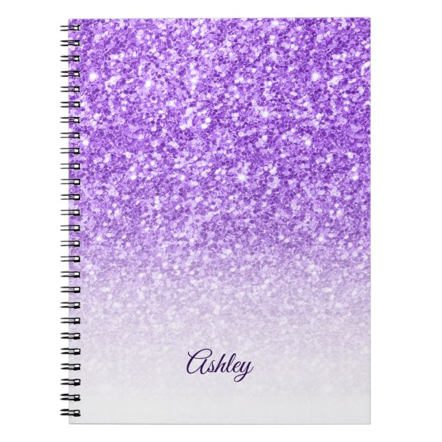 Caderno Espiral Brilhante Branco E Roxo (Frente)