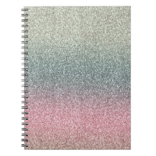 Caderno Espiral Brilhante da letra de cor rosa com brilho