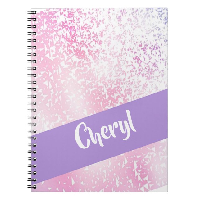 Caderno Espiral Brilhante púrpura, rosa e branca (Frente)