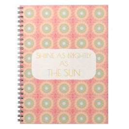 Caderno Espiral Brilhe Intensamente como o Sol Citação Positiva Ma