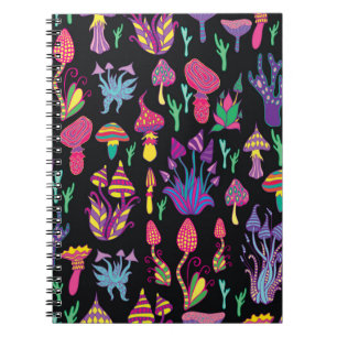 Caderno Espiral Brilho,alucinogênico,decorativo,cogumelo fantást