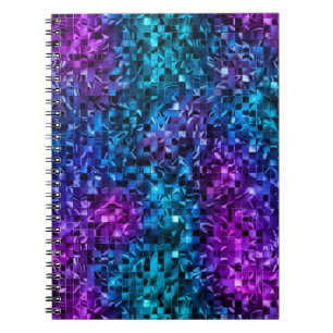 Caderno Espiral Brilho Azul e Glitter Rosa Glamour Oceano