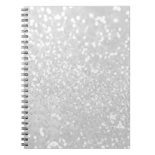 Caderno Espiral brilho branco do falso do encanto elegante chique