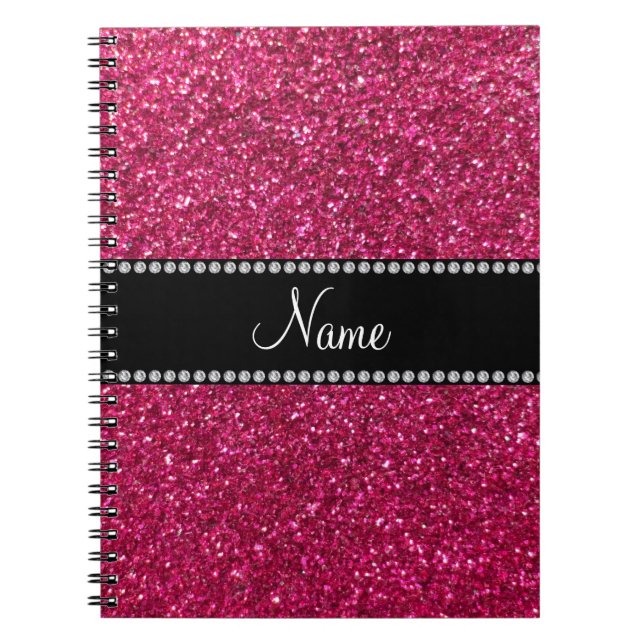 Caderno Espiral Brilho cor-de-rosa conhecido personalizado (Frente)