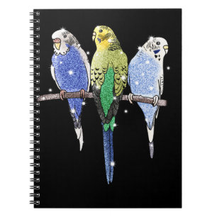 Caderno Espiral Brilho do Budgerigar de Budgie