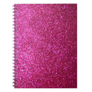 Caderno Espiral Brilho do rosa quente do falso