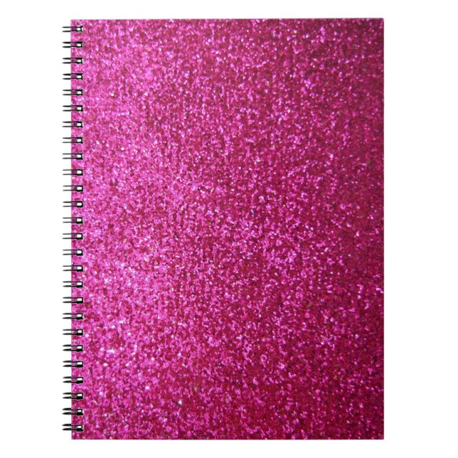 Caderno Espiral Brilho do rosa quente do falso (Frente)