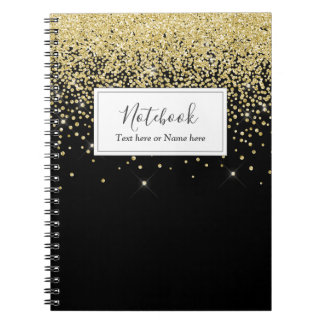 Caderno Espiral brilho dourado