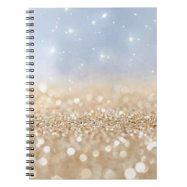 Caderno Espiral Brilho Dourado e Azul (Frente)