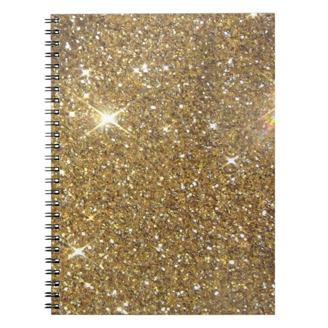 Caderno Espiral Brilho Dourado luxuoso - imagem impressa (Frente)