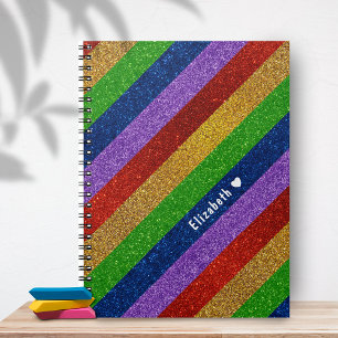 Caderno Espiral Brilho e Cheery Rainbow Faux Glitter Strike