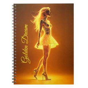 Caderno Espiral Brilho luminoso do ouro do modelo de fantasia radi