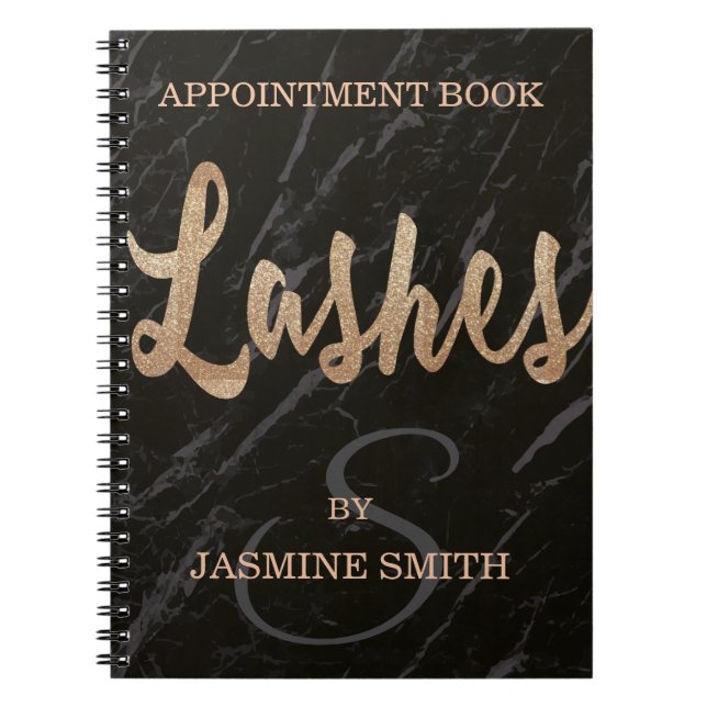 Caderno Espiral Brilho preto na moda de Champagne dos chicotes do (Frente)