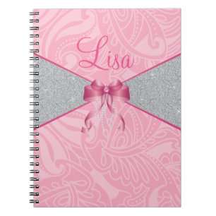 Caderno Espiral Brilho Rosa