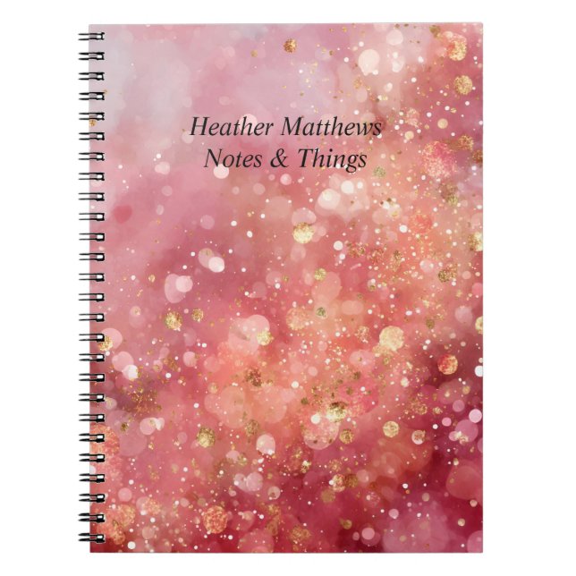 Caderno Espiral Brilho Rosa e Dourado  (Frente)