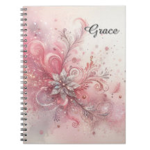Brilho Rosa Prata Flor Personalizada  
