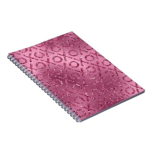 Caderno Espiral Brilho Rosa XOXO (Lado Direito)