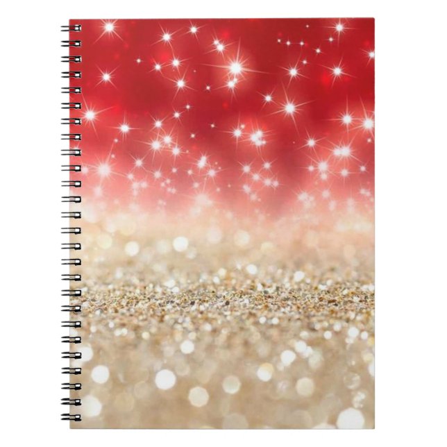 Caderno Espiral Brilho Vermelho e Dourado (Frente)