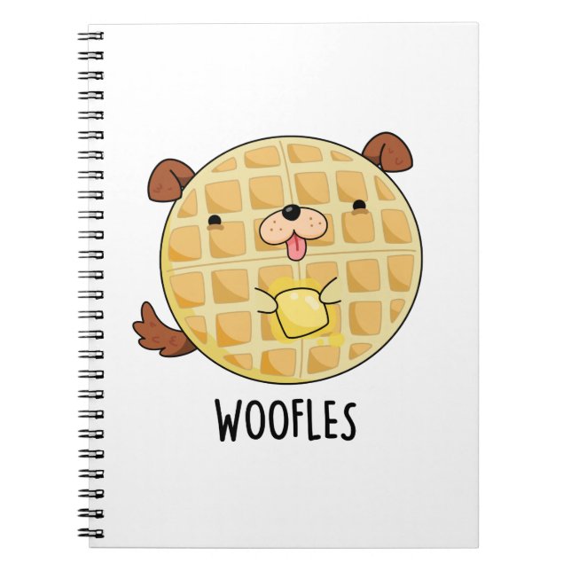 Caderno Espiral Brincadeira de Waffle de Cachorro Engraçado da Woo (Frente)