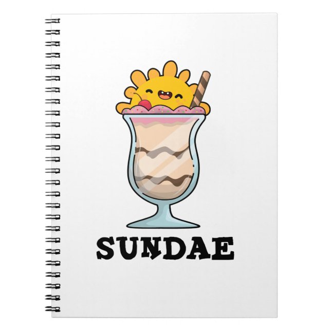 Caderno Espiral Brincadeira do Sundae Domingo Engraçado Sorvete  (Frente)