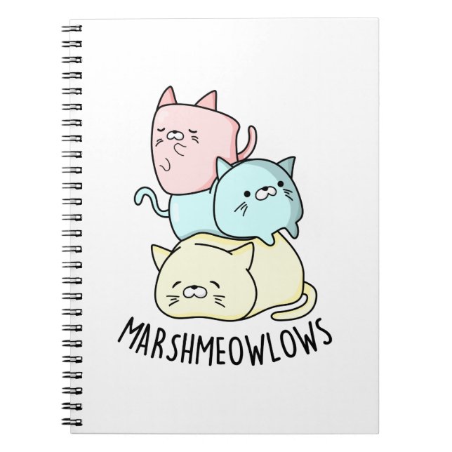 Caderno Espiral Brincadeira Marsh-meow-lows Gato Divertido Marshma (Frente)