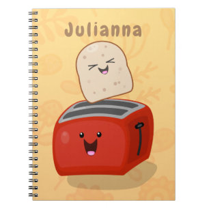 Caderno Espiral Brinde de kawaii e desenho animado em torradeira v