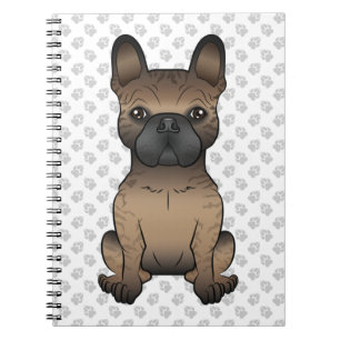 Caderno Espiral Brindle French Bulldog / Frenchie Cute Dog & Paws