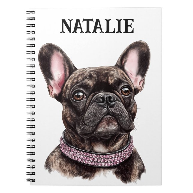 Caderno Espiral Brindle French Bulldog Retrait Personalizado (Frente)