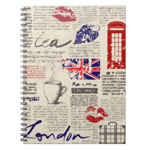 Caderno Espiral British newspaper pattern