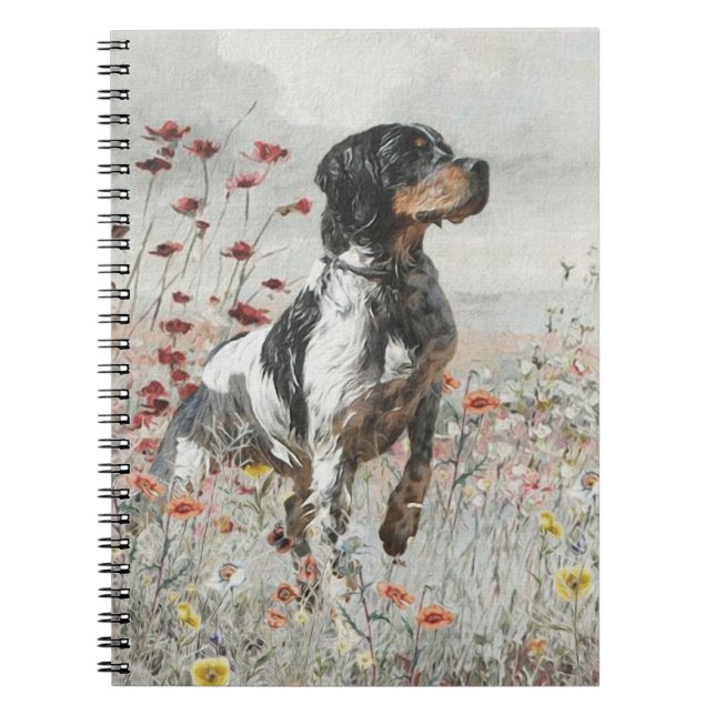 Caderno Espiral Brittany Spaniel caça no campo (Frente)