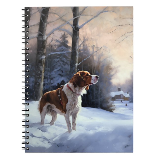 Caderno Espiral Brittany Spaniel Deixa-o nevar o Natal (Frente)