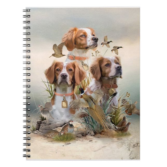 Caderno Espiral Brittany Spaniel, Paixão por Aves (Frente)
