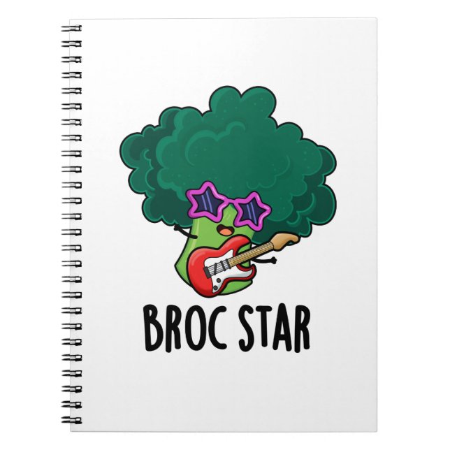 Caderno Espiral Broc Star Engraçado Brócolis Pun Rock Star  (Frente)