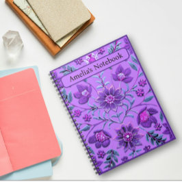 Caderno Espiral Brocade Floral de Lavanda na moda