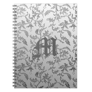 Caderno Espiral Brocade prateada