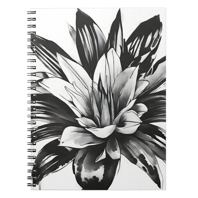 Caderno Espiral Bromeliad - Watercolor flowers (Frente)