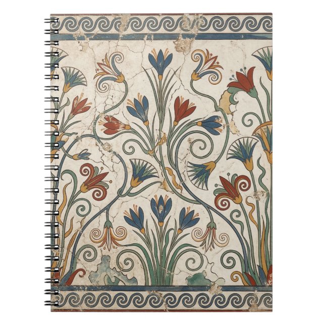 Caderno Espiral Bronze Age Blooms: Minoan Fresco Botanical (Frente)