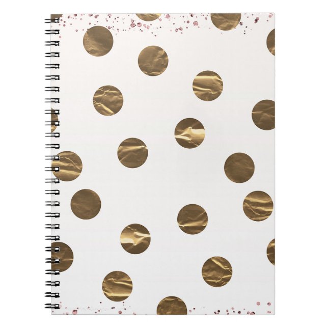 Caderno Espiral Bronze Faux Shine Bolinhas Modern Trendy Chic (Frente)