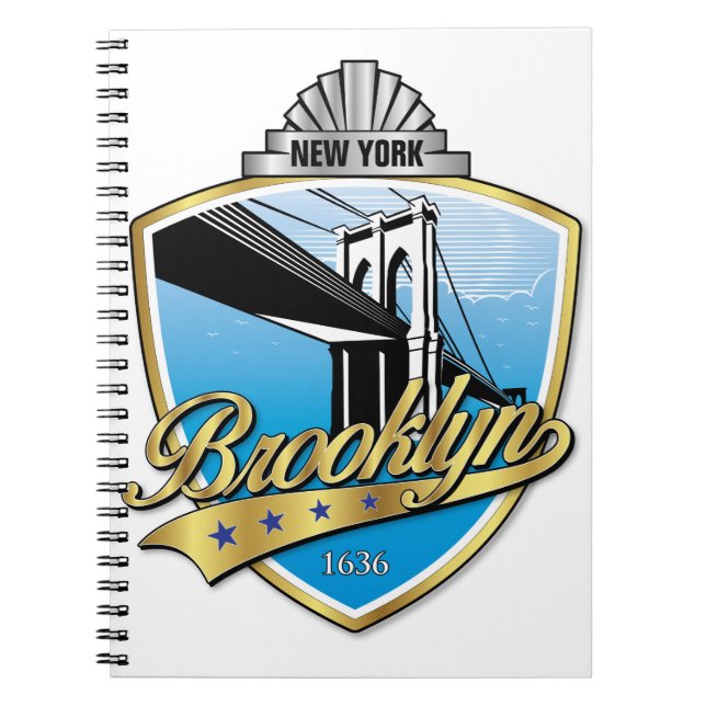 Caderno Espiral Brooklyn Design Dourado (Frente)