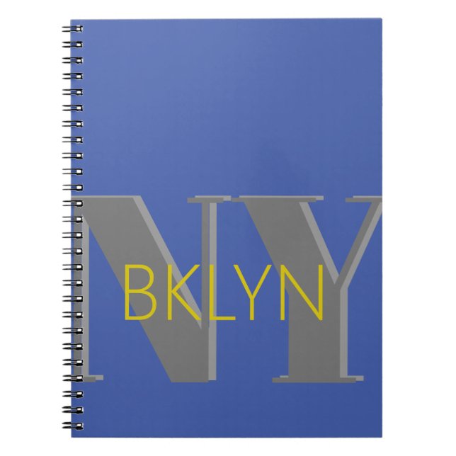 Caderno Espiral BROOKLYN NY cinza azul na moda (Frente)