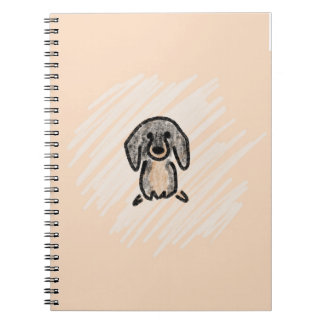 Caderno Espiral brown and black dachshund notebook