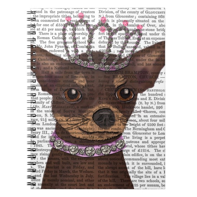 Caderno Espiral Brown Chihuahua e Tiara (Frente)