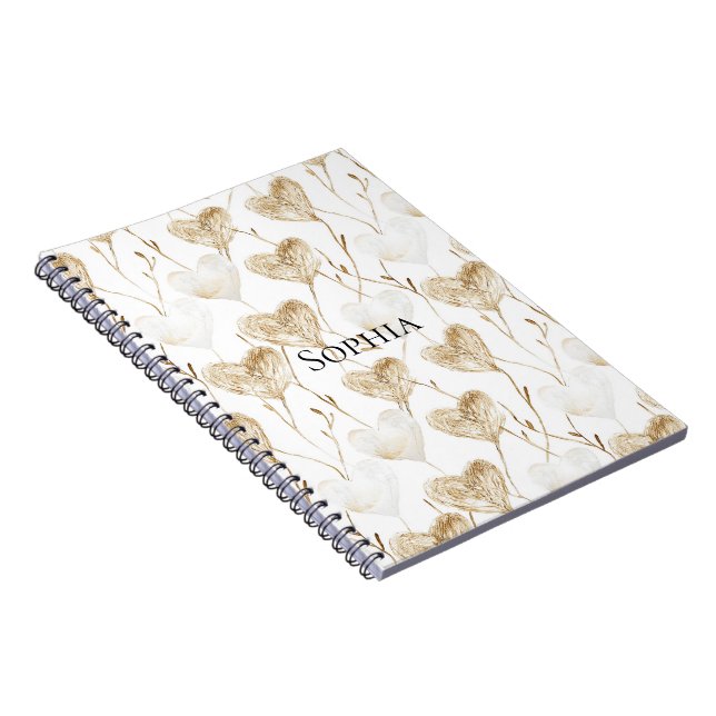 Caderno Espiral Brown Cream Boho Hearts (Lado Direito)