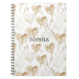 Caderno Espiral Brown Cream Boho Hearts