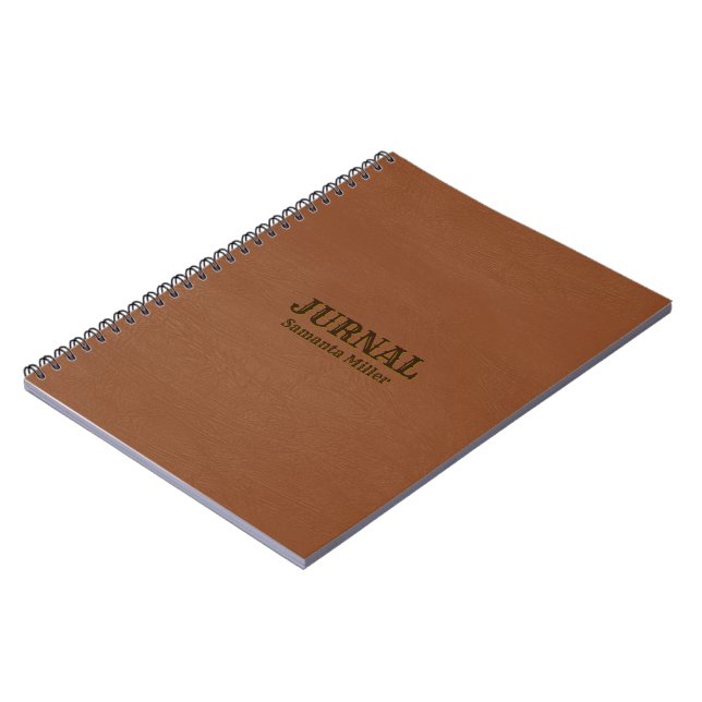 Caderno Espiral Brown Faux Leather (Left Side)