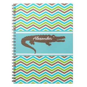 Caderno Espiral Brown Gator em Notebook Personalizado Chevron
